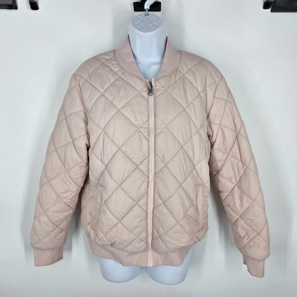 Alyned Together Quilted Reversible Bomber Jacket Pink Sherpa Lined Women’s Small